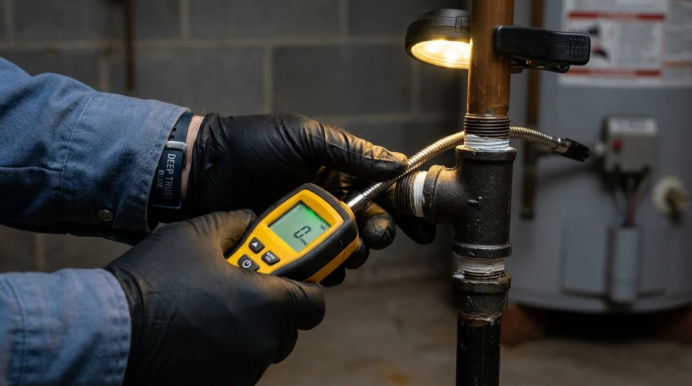 Gas leak detection with electronic sniffer by Johns Plumbing LLC in Brookline